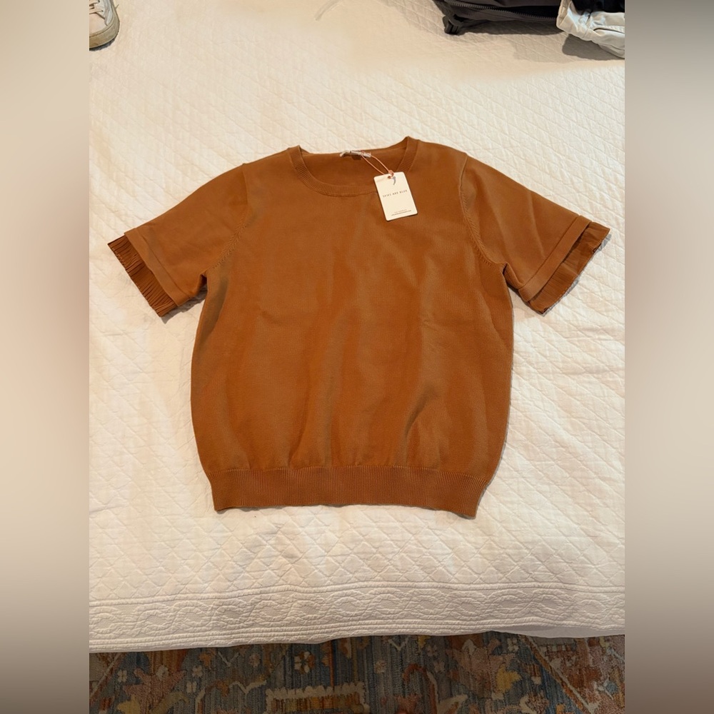Skies Are Blue Brown Short Sleeve Top